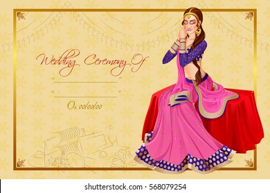 Vector design of Indian woman bride in wedding ceremony of India