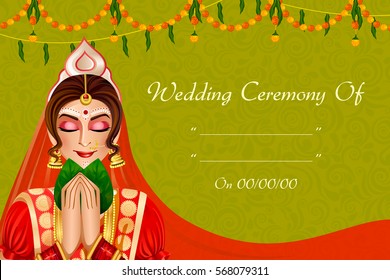Vector design of Indian woman bride in wedding ceremony of India