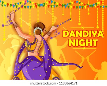 Vector design of Indian woman playing Garba in Dandiya Night Navratri Dussehra festival of India Vector design of Indian woman playing Garba in Dandiya Night Navratri Dussehra festival of India