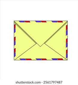 Vector design, indonesian envelope isolated on white background. letter paper illustration with red blue lines.