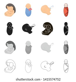 Vector design of infant and character sign. Collection of infant and happy stock vector illustration.