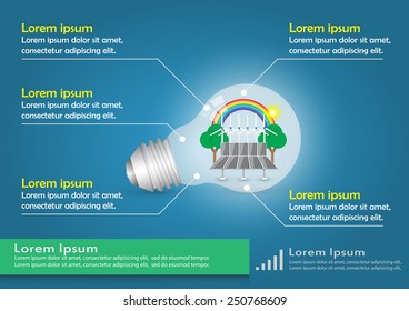 Vector design of infographic element, alternative energy in bulb such as solar energy and wind energy.