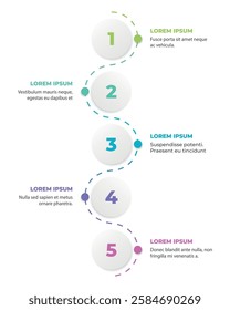 Vector design of infographic template with 5 stages or steps and text blocks
