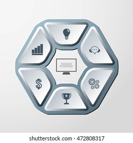 Vector design for infographic. Template for diagram, graph, presentation and round chart.