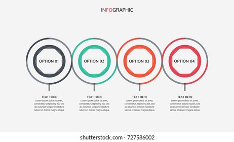 Vector design Infographics.Timeline with 4 options, circles.Vector linear infographic element.Vector eps10 illustration.