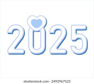 Vector design inscription New Year 2025. A color typography logo, a background with numbers for a holiday, calendar, birthday.