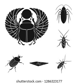 Vector design of insect and beetle logo. Set of insect and halloween vector icon for stock.