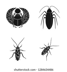 Vector design of insect and beetle sign. Set of insect and halloween stock vector illustration.