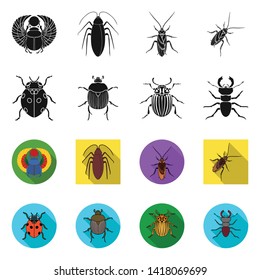 Vector design of insect and beetle sign. Collection of insect and halloween stock symbol for web.