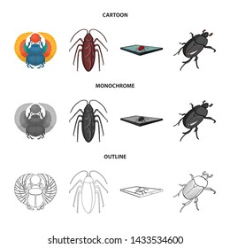 Vector design of insect and beetle sign. Collection of insect and halloween stock symbol for web.