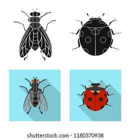 Vector design of insect and fly icon. Set of insect and element stock symbol for web.