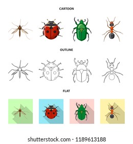 Vector design of insect and fly icon. Set of insect and element stock symbol for web.