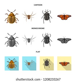 Vector design of insect and fly icon. Set of insect and element stock symbol for web.
