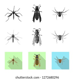 Vector design of insect and fly icon. Set of insect and element stock vector illustration.
