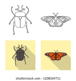 Vector design of insect and fly logo. Set of insect and element stock symbol for web.