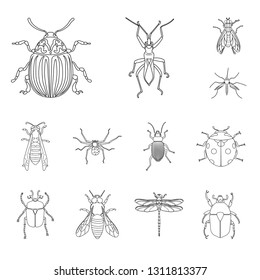 Vector design of insect and fly logo. Collection of insect and element stock vector illustration.