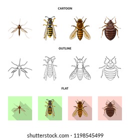 Vector design of insect and fly sign. Set of insect and element stock symbol for web.