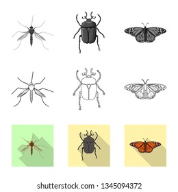 Vector design of insect and fly sign. Set of insect and element stock symbol for web.