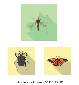 Vector design of insect and fly sign. Collection of insect and element stock symbol for web.