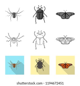 Vector design of insect and fly symbol. Set of insect and element stock symbol for web.