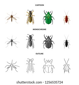 Vector design of insect and fly symbol. Set of insect and element stock symbol for web.