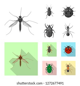 Vector design of insect and fly symbol. Collection of insect and element vector icon for stock.