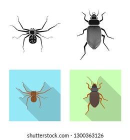 Vector design of insect and fly symbol. Set of insect and element vector icon for stock.
