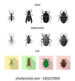 Vector design of insect and fly symbol. Collection of insect and element stock vector illustration.