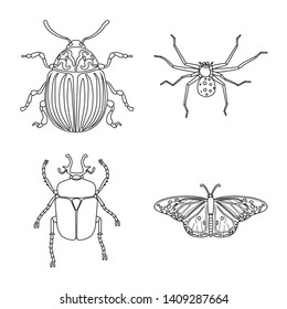 Vector design of insect and fly symbol. Set of insect and element stock symbol for web.