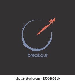 Vector Design Inspires A Confident Attitude In Life. Motivational Banner Calling To Be Assertive. Graphic Image In The Form Of An Arrow Breaking Through A Circle.