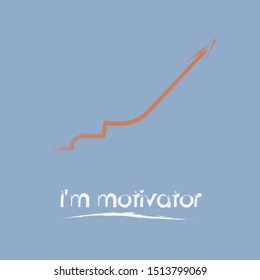 Vector design inspiring and encouraging to follow me. Motivational banner calling to be assertive. Graphical image in the form of a steadily rising chart.