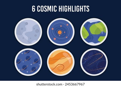vector design instagram covers highlight for stories cosmos illustration