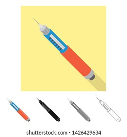 Vector design of insulin and injection icon. Collection of insulin and diabetic stock vector illustration.