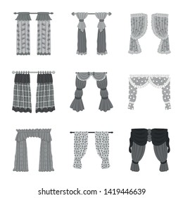 Vector design of interior and cornice sign. Collection of interior and drapes vector icon for stock.