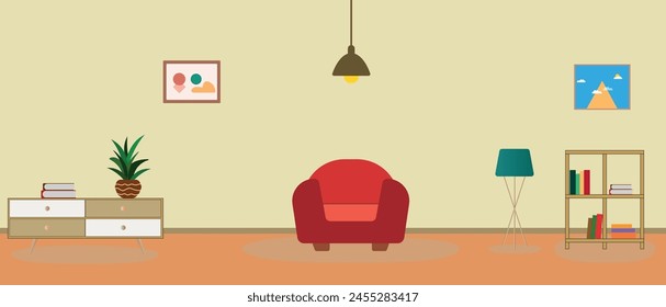 Vector design of the interior of the room.