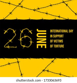Vector design of International day in support of victims of torture with Barbed wire concept design. celebrate on june 26.