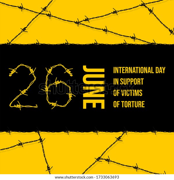 Vector\
design of International day in support of victims of torture with\
Barbed wire concept design. celebrate on june\
26.