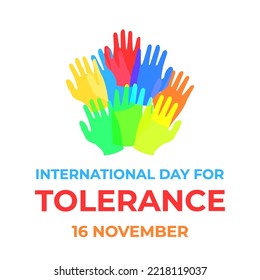 vector design international day for tolerance with hands colorful
