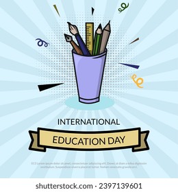 Diseño de vectores para el Día Internacional de la Educación. Diseño de fondo para medios sociales