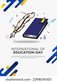 Vektordesign für den Internationalen Bildungstag. Hintergrunddesign für Social Media