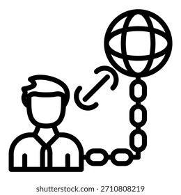 Estilo de ícone de vetor Dependência da Internet