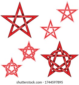 Vector design of intertwined pentagram stars