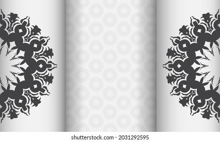 Diseño vectorial de la tarjeta de invitación con adorno de lujo. Banner blanco con adornos griegos de lujo para tu diseño.