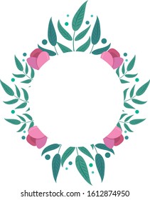 Vector design for invitation, wedding or greeting cards. Spring summer flower frame. Bright leaves and flowers. Floral wreath.