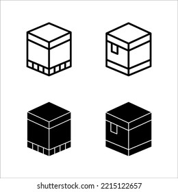 Vector design of Islamic Kaaba in Mecca icon for Hajj and Ramadan or Eid. Kaaba Travel and Destination Icon. Islamic illustration. Suitable for Kaaba logo and other Islamic logos, on white background.