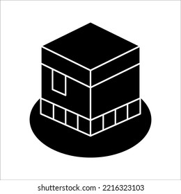 Diseño vectorial de la Kaaba Islámica en el icono de La Meca para el Hajj y el Ramadán o Eid. Icono de viaje y destino de Kaaba. Ilustración islámica. Adecuado para el logo de Kaaba y otros logos islámicos, de fondo blanco.