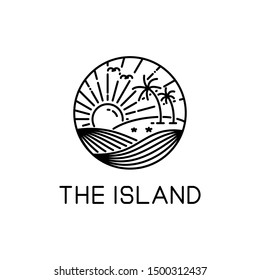 vector design of island style line art sunshine isolated white background