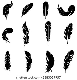 diseño vectorial de silueta de plumas aisladas
