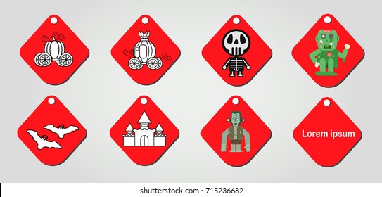 Vector design isolated on red Label for Halloween. Sign of fear.