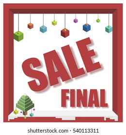 Vector design isometric 3d winter final sale banner with drop shadow effect